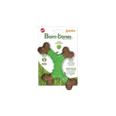 Imagem de JAMBO PET Mordedor para Pet, Osso X Bambone Maça Verde, Feito de Bambu e Nylon, Pequeno