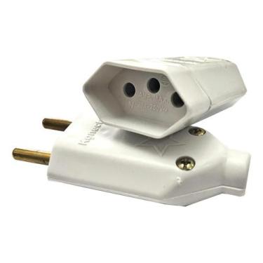 Imagem de Kit 5 Plugue Pino Macho 20a 2p + 5 Tomada Fêmea 20a Branco - Konectar