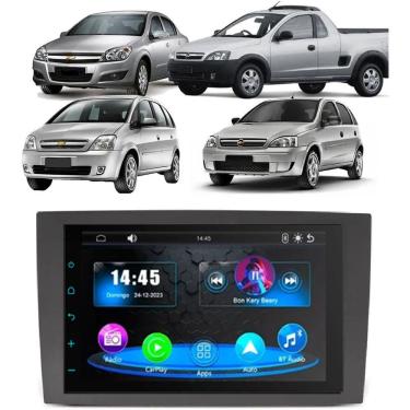 Imagem de Kit Multimídia Corsa Montana 2002 / 2011 Mold Preta 7 Pol Carplay AndroidAuto USB FM BT - 708BR Roadstar