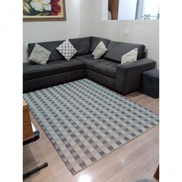 Imagem de Tapete Sala Quarto 1,40x2,00 100% Algodão Quadrado Bege