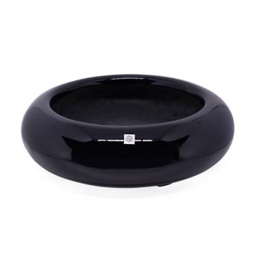 Imagem de Vaso Bacia Decorativo Redondo Em Fibra Para Planta Preto P 8 Cm B02 - D'rossi