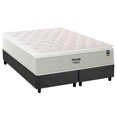 Imagem de Cama Box King: Colchão Molas Masterpocket Ensacadas Plumatex Ecolife + Base Crc Suede Gray (193x203)