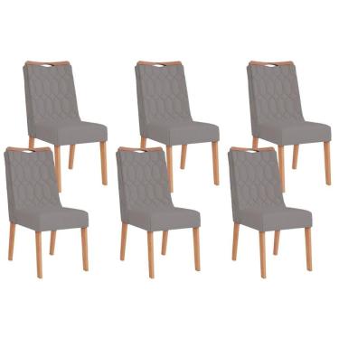 Imagem de Kit 6 Cadeiras Sala Jantar Bia 6 Un Cedro Suede Lunar