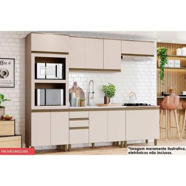 Imagem de Cozinha Completa Kit Connect 6 Peças 10 Portas 2 Gavetas em MDF Branco com Tampo para C...