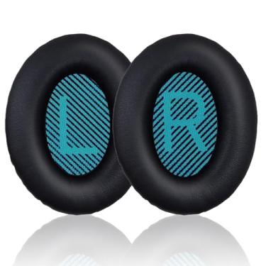 Imagem de HAOMUK Almofadas De Reposição Para Fones Ouvido Bose Quietcomfort 35 E Quiet Comfort Ii, Protetores Auriculares Qc35/Qc35Ii/25/15 Qc2/Ae2 Ae2I Ae2W Sound Link/Sound True - Preto Azul