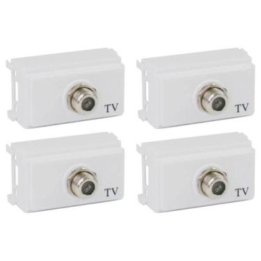 Imagem de Kit 4 Módulos Tomada Antena TV Ilumi i9 Branco Embutir Parede Residenc