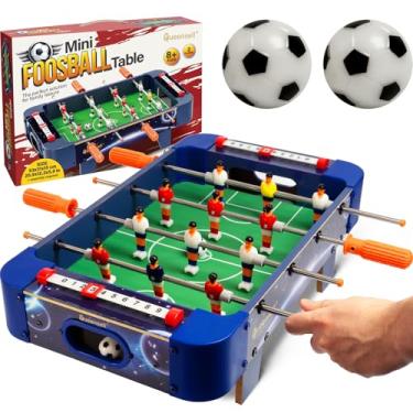Imagem de Mini mesa de pebolim para crianças e adultos – Mini jogo de futebol de 53 cm, mini jogo de mesa de futebol para noites de jogos em família