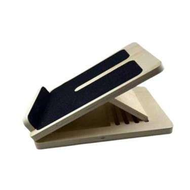 Imagem de oshhni Prancha inclinada para alongamento de panturrilhas, prancha elástica de madeira com superfície antiderrapante, maca profissional para panturrilhas