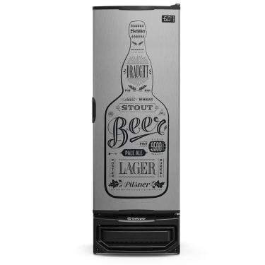 Imagem de Cervejeira Vertical Porta Cega Adesivada 410 Litros Gcb40gw Gelopar Refrigerador Inox 110v