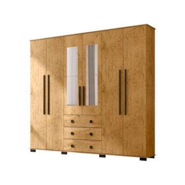Imagem de Guarda-roupa Casal com Espelho 6 Portas Araplac Malu, Freijo