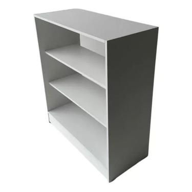 Imagem de Balcão Com Prateleira 100% Mdf Lojas E Comércios Branco Desmontado - Suprema Móveis