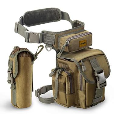 Imagem de (Coyote Tan) - Jueachy Multifunctional Drop Leg Waist Bag, Tactical Military Thigh Hip Outdoor Pack for Motorcycling Hiking Travelling Fishing Tool Pouch with Detachable Water Bottle Pouch