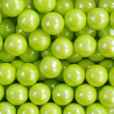Imagem de Confeito perolizado 10mm comestível verde para bolos 100g - Cromus