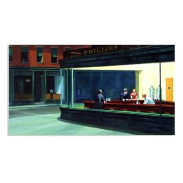 Imagem de Zeichn8u Edward Hopper impressões em tela Night Hawks Giclee pintura a óleo realismo pôsteres para quarto sala de estar reprodução arte de parede 90 x 50 cm (35 x 20 polegadas) sem moldura