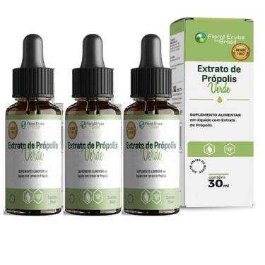 Imagem de Extrato de Própolis Verde 30ml kit 3 Frascos Gotas Aumento Imunidade -