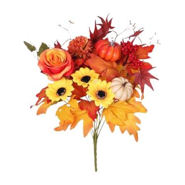 Imagem de Hastes e folhas simuladas de plantas de girassol, decoração de casa, buquê de folhas de bordo simuladas de rosa