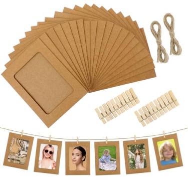 Imagem de Xthrotsenk 20 porta-retratos de papel, porta-retratos de papel, clipe faça você mesmo, suporte para exibição de fotos, banner para exibição de fotos para casa, escritório, casamento e decoração de