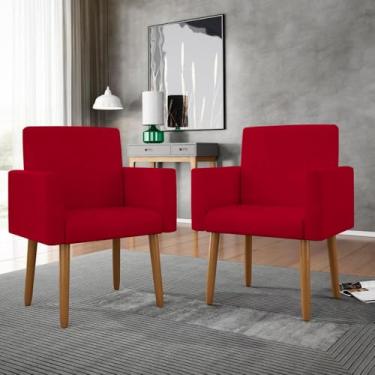 Imagem de Kit 2 Poltronas Decoração Sala de Estar Recepção Salão - Balaqui Cor:vermelho