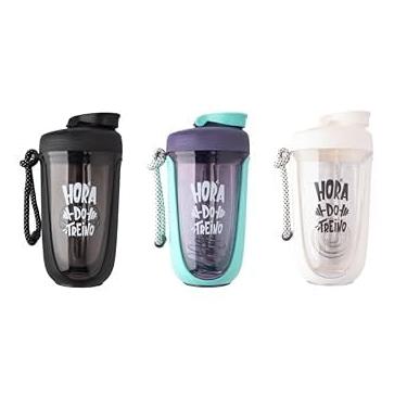 Imagem de Coqueteleira shakeira Garrafa Premium para Academia, 550ml, com Mola Misturadora e Alça de Transporte- BRANCO-FBK-