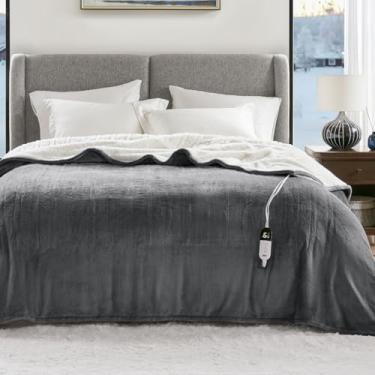 Imagem de Degrees of Comfort Cobertor elétrico tamanho completo - Cobertores macios de lã de ovelha com 6 configurações de calor, desligamento automático de 10 horas, proteção contra superaquecimento