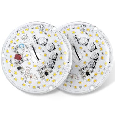 Imagem de HAOLEDI Kit de retrofit de luz LED para ventilador de teto de 10 polegadas 20 W, kit de substituição de luz de teto, retrofit de luz de teto LED PCB 120V 2400LM (pacote com 2 branco 5000K)
