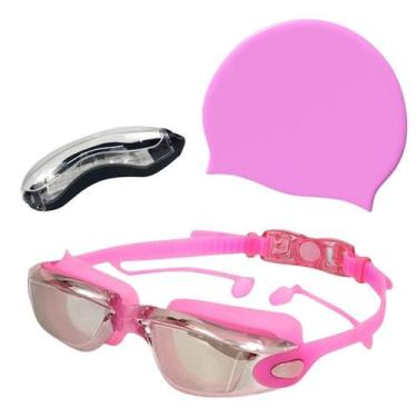Imagem de Kit Natação Hero Band Óculos E Touca Silicone Cobre Orelha, Rosa espel