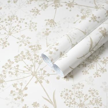 Imagem de Safiyya Papel de parede de contato floral descasque e cole papel de parede branco 500,4 cm x 43,9 cm Papel de parede moderno autoadesivo removível para quarto, banheiro, rolos de vinil