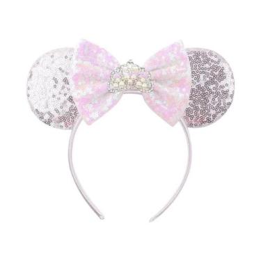Imagem de Tiara De Orelhas De Rato Com Lantejoulas E Laço Para Meninas Com Pérol