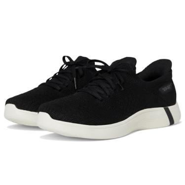 Imagem de Skechers Sapato Oxford feminino sem uso das mãos sem cadarço Swift W/Knit Fit, Preto/branco, 41