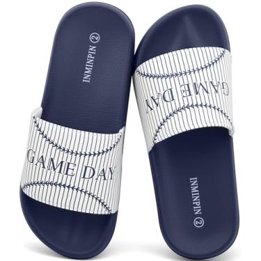 Imagem de INMINPIN Sandália infantil para meninos e meninas, com sprots de bola, ultraconfortável, praia, piscina, chuveiro, escorregador doméstico, ambientes internos e externos para fãs de esportes, Listras