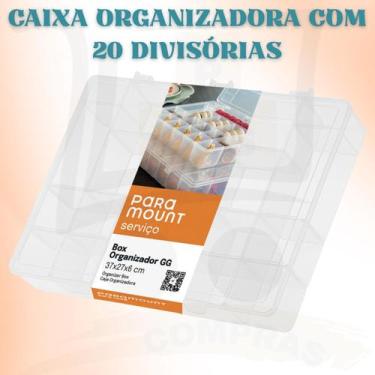 Imagem de Caixa Organizadora Com Tampa 20 Divisorias Box 37x27x6 cm Para Pesca C