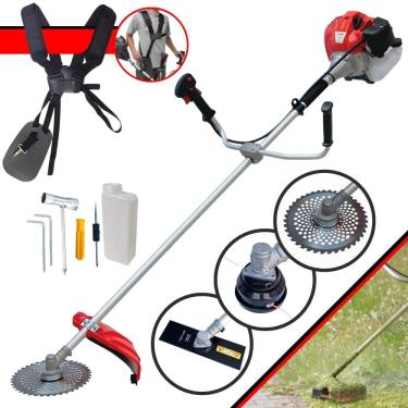 Imagem de Roçadeira Anmax CG520-P TB À Gasolina 2T 52cc 2,2HP 10.000rpm Profissional 3 Em 1 Com Carretel de Nylon + Lâmina 2 Pontas + Lâmina Disco 40 Dentes
