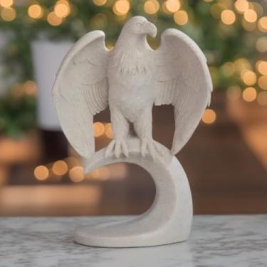 Imagem de ICE ARMOR 19 cm H Estátua de arenito de águia em pé, escultura, ornamento, decoração de casa/quarto, ideias para inauguração de casa, feriados e aniversários, ótima adição colecionável