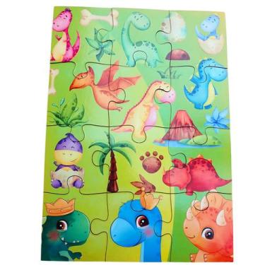 Imagem de Quebra-cabeças infantil Dinossauros Fofos de 12 peças grandes para cri