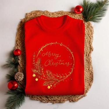 Imagem de Camiseta Unissex Natal Merry Christmas Ramo Galhos Festa Personalizada