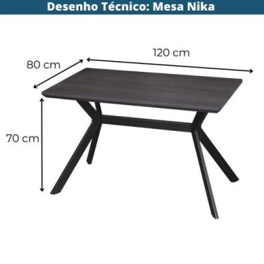 Imagem de Mesa Jantar Nika Or Design Tampo Madeira Retangular Preta