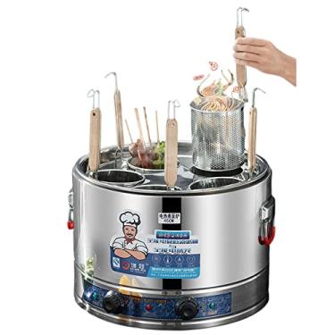 Imagem de CUTPOIY Panela de macarrão de aço inoxidável, panela elétrica de alta potência comercial, bolinhos, carne assada, sopa, sopa picante, fundo plano, vazamento de pó, 40 cm (45 cm)