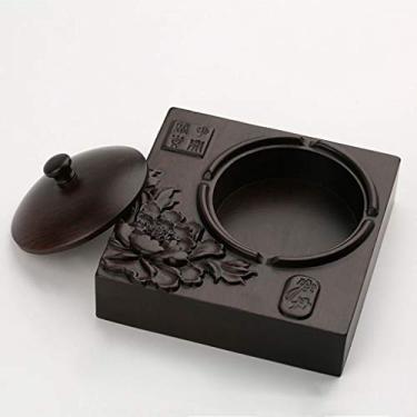 Imagem de Cinzeiros para cigarros cinzeiro de ébano criativo no quarto personalidade chinesa retrô de madeira multifuncional cinzeiro antigo estilo chinês decoração bandeja de cinzeiro para fumar