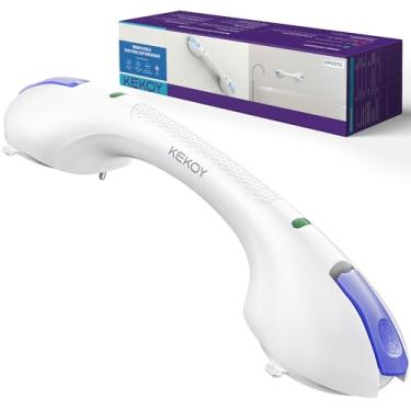 Imagem de KEKOY Barra de sucção resistente de 43 cm para banheira e chuveiro - alça de segurança sem perfuração com alerta visual de aderência, suporte de 120 kg para idosos/idosos, corrimão de banheiro