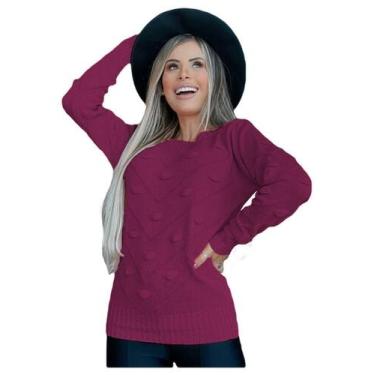 Imagem de Blusa De Frio Tricot Bolinha Bolha Manga Longa - EUC STORE, Magenta, Ú