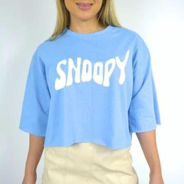 Imagem de Top Cropped Feminino Estampa Snoopy Diversas Cores Malha Algodão - loj