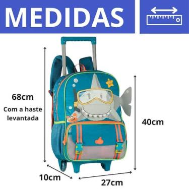 Imagem de Kit Mochila De Rodinhas Escolar Tubarão A Boca Dele Abre e Lancheira R