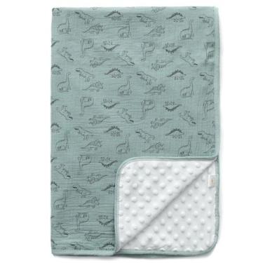 Imagem de Cobertor de bebê Sea Zaela 76x102cm Minky Cotton Sage Dinosaur