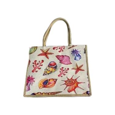 Imagem de Sacola de linho e algodão estampada retrô | Bolsa feminina elegante para trabalho, passeios casuais e viagens diárias 29, Estampa colorida 10