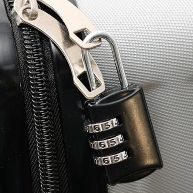 Imagem de Cadeado de liga de zinco redefinível de 3 dígitos com senha para uso ao ar livre, mala grande, combinação de fechaduras de metal, preto