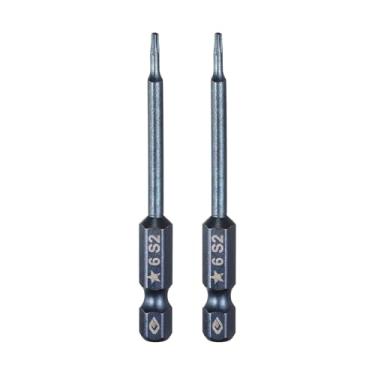 Imagem de HARFINGTON 2 peças de chave de fenda Torx de 5 pontas, haste sextavada de 6 mm, cabeça magnética de 6,6 cm de comprimento, S2 de aço, Pentágono, estrela, chave de fenda elétrica, azul