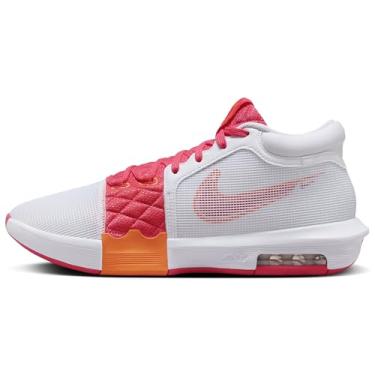 Imagem de Nike Lebron Witness VIII Tênis unissex adulto com cadarço, Branco/mandarim brilhante/rosa áster, 40 BR