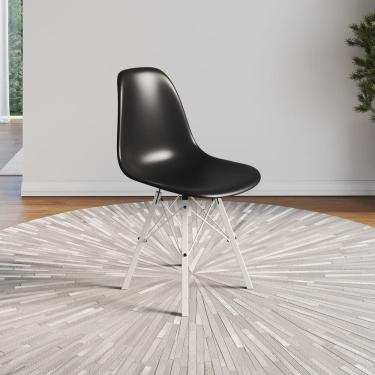 Imagem de Cadeira Eames Tubo Ferro Branco Assento Preto