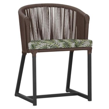 Imagem de Cadeira De Jantar Noronha Alumínio Preta E5 Trama  Marrom