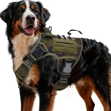Imagem de Peitoral tático resistente para cães grandes, colete refletivo ajustável sem puxão com sistema Molle, controle de nível militar K9 para treinamento de serviço, atividades ao ar livre e mais de 10